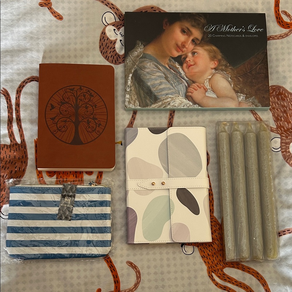 Assorted Stationery Set with Notebooks and Candles